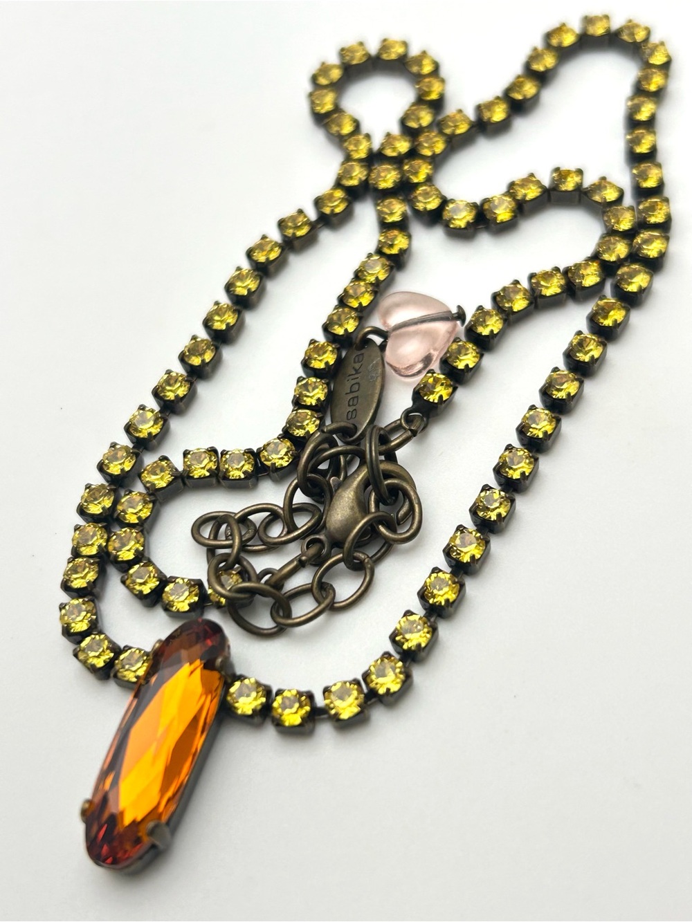 Sabika Yellow Amber Crystal Tennis Necklace Spring 2022